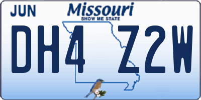 MO license plate DH4Z2W