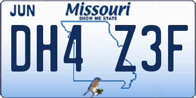 MO license plate DH4Z3F