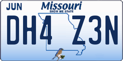 MO license plate DH4Z3N