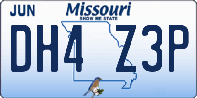 MO license plate DH4Z3P