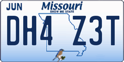 MO license plate DH4Z3T