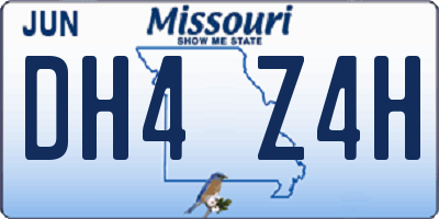 MO license plate DH4Z4H