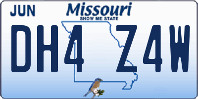 MO license plate DH4Z4W