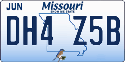 MO license plate DH4Z5B