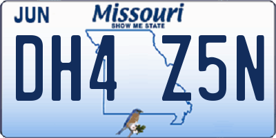 MO license plate DH4Z5N