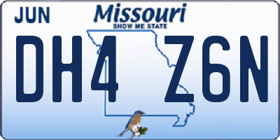 MO license plate DH4Z6N
