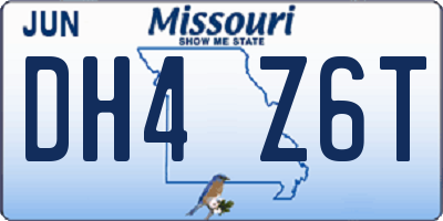 MO license plate DH4Z6T