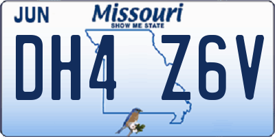 MO license plate DH4Z6V