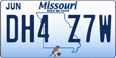 MO license plate DH4Z7W