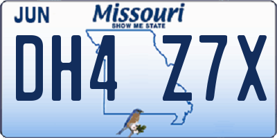 MO license plate DH4Z7X