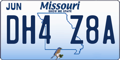 MO license plate DH4Z8A