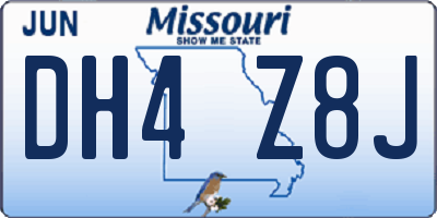 MO license plate DH4Z8J
