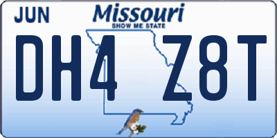 MO license plate DH4Z8T