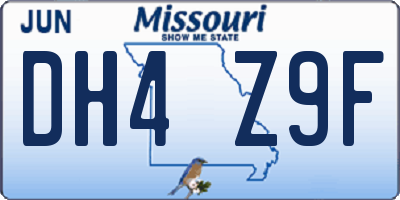 MO license plate DH4Z9F