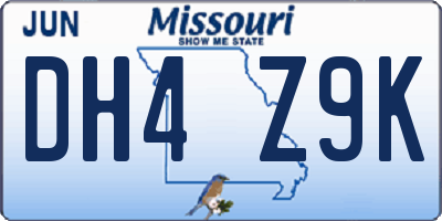 MO license plate DH4Z9K