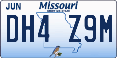 MO license plate DH4Z9M