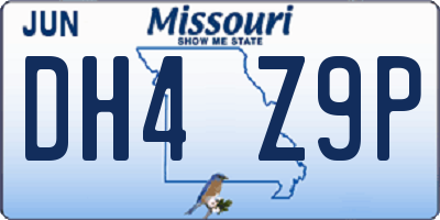 MO license plate DH4Z9P