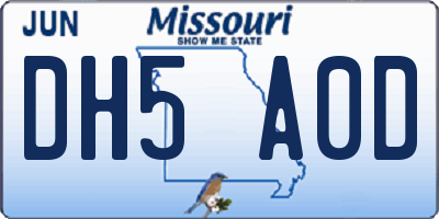 MO license plate DH5A0D