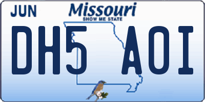 MO license plate DH5A0I