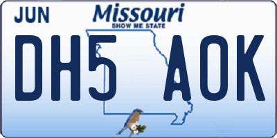 MO license plate DH5A0K