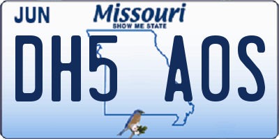 MO license plate DH5A0S