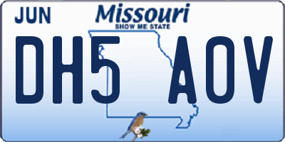 MO license plate DH5A0V