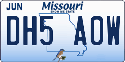 MO license plate DH5A0W