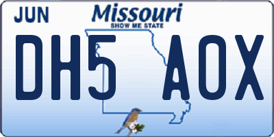 MO license plate DH5A0X