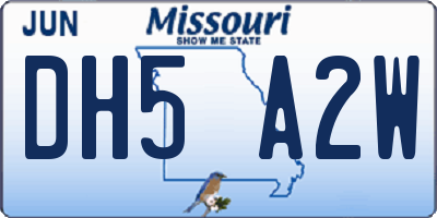 MO license plate DH5A2W