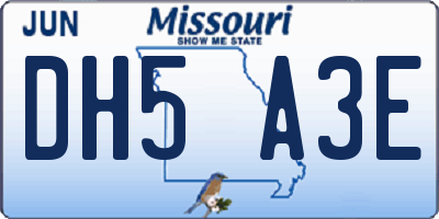 MO license plate DH5A3E