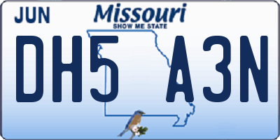 MO license plate DH5A3N