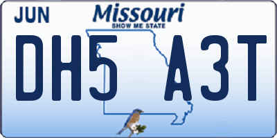 MO license plate DH5A3T
