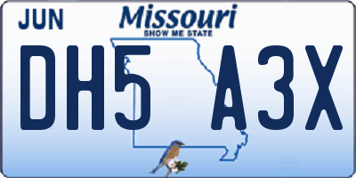MO license plate DH5A3X