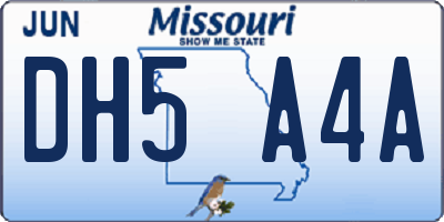 MO license plate DH5A4A