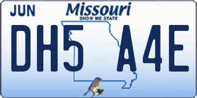 MO license plate DH5A4E