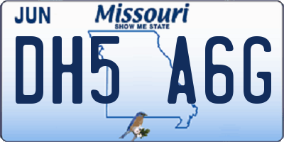 MO license plate DH5A6G