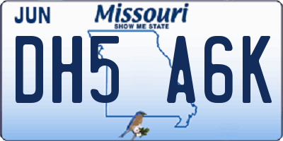 MO license plate DH5A6K