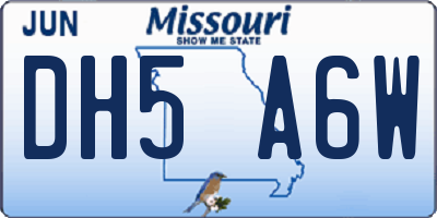 MO license plate DH5A6W