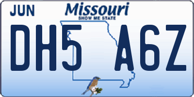MO license plate DH5A6Z