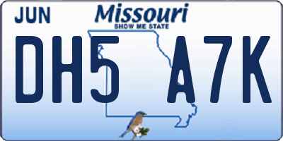 MO license plate DH5A7K
