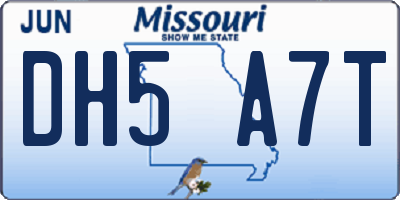 MO license plate DH5A7T