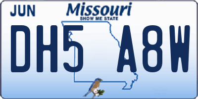 MO license plate DH5A8W