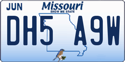 MO license plate DH5A9W