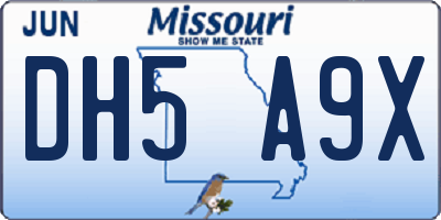 MO license plate DH5A9X