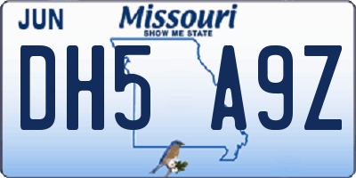 MO license plate DH5A9Z