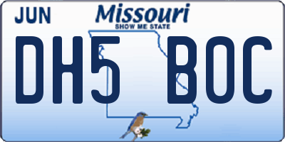 MO license plate DH5B0C