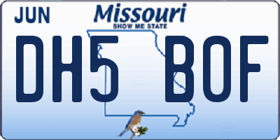 MO license plate DH5B0F
