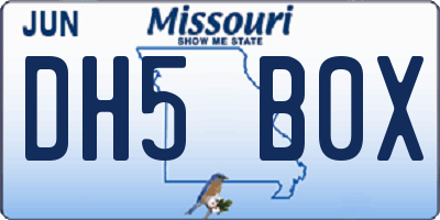 MO license plate DH5B0X