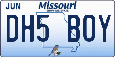 MO license plate DH5B0Y