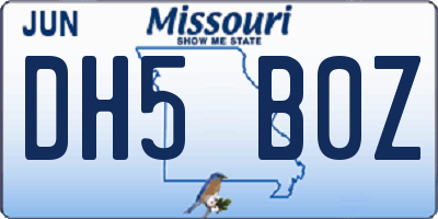 MO license plate DH5B0Z